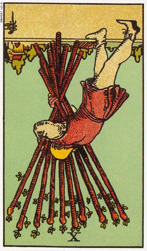 таро перевернуте Десять жезлів
