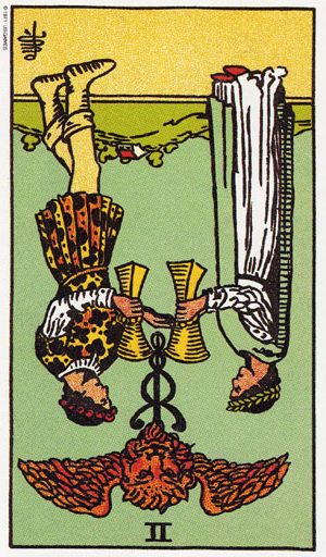 Двійка кубків перевернута таро
