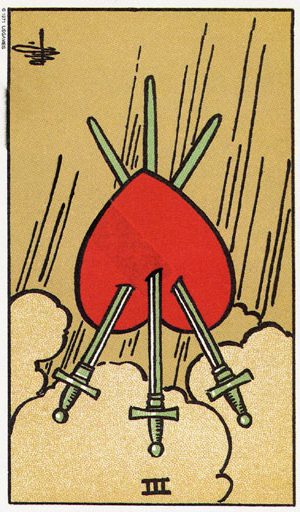 перевернутае таро Трійка мечів