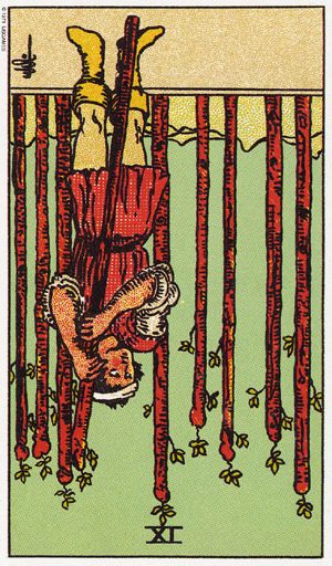таро дев'ятка жезлів перевернута