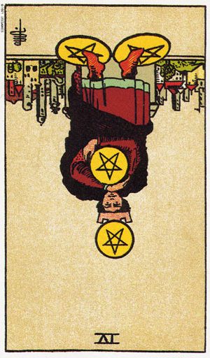 таро Четвірка Пентаклів перевернута