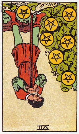 таро Сімка Пентаклів перевернута 